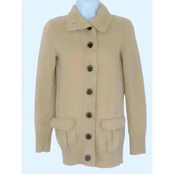 J Crew cardigan wool nylon cashmere blend XS pockets coastal grandmother beige - Picture 5 of 5